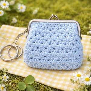 NWT Patricia Nash Borse Crocheted Coin Pouch- 1 left in Saffron BLUE - LEATHER